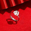 wholesale S925 Sterling Silver Exquisite Ring for Women, New Christmas and New Year Gift, Resin Adorable Bow Gift Box Index Finger Ring-0-1