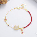 wholesale S925 Sterling Silver Chaocheng New Cute Dragon Red String Attract Wealth and Fortune Hetian Jade Bracelet Retro Chinese Style Hand Accessory-0-1