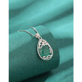 wholesale 925 Sterling Silver Teardrop Malachite Necklace for Women, Euro-American Minimalist Luxury Small Brand High-End Tree of Life Pendant Collarbone Chain-0-1