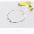 wholesale S925 Silver Ankle Bracelet for Women, Korean Style Minimalist Infinity Double-Layer Heart Ankle Chain Heart-shaped Foot Jewelry for Women S2150-0-2