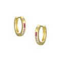 wholesale 14K Gold Plated Colored Zircon Hoop Earrings, Wholesale Sweet and Cool Style for Women, Versatile Stackable with 925 Sterling Silver Ear Clips-0-5