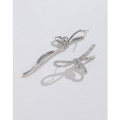 wholesale 925 Sterling Silver Full Diamond Bow Tassel Earrings for Women, High-End Asymmetrical Long Drop Earrings, Small Unique Design-0-3
