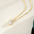14K Gold Plated 925 Silver Moissanite Pendant Necklace for Women Cross-border Supply-0-0