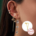 wholesale S925 Sterling Silver Diamond-Studded Fringe Chain Threaded Cartilage Earrings, Trendy INS Style-0-2
