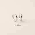 wholesale S925 Sterling Silver Minimalist Korean Plain Circle Round Ear Studs Light Surface Multiple Sizes Stackable Ear Hoops-0-5