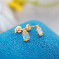 wholesale S925 silver plated with 14K gold Japanese-style winter new small and fresh African opal earrings with flowing light-0-1