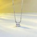 wholesale S925 silver new style 1ct princess-cut high-carbon diamond necklace for women, layered collarbone chain-0-3