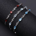 wholesale S925 Sterling Silver Light Luxury Matching Natural Topaz Bracelet for Women, European and American Style Personality Natural Colored Gemstone Garnet Bracelet-0-0