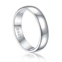 wholesale S925 Sterling Silver European and American Style Fashion Index Finger Ring, Arc Smooth Plain Band Wholesale-Platinum US size 5#