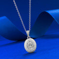 wholesale S925 Sterling Silver Vintage Egg-shaped Brushed Pendant 5*7mm High-end Versatile Design Necklace-0-1