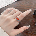 wholesale S925 Sterling Silver Vintage Style Ring with Red Agate Inlay and Ornate Patterns, Creative and Versatile Personality Ring-0-3