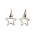 wholesale S925 Sterling Silver Five-Pointed Star Pendant Ear Hoops with Micro-Inlaid Zirconia Star Earrings, Exuding a Sense of Understated Luxury and Sophistication-0-4
