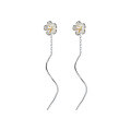 wholesale S925 silver earrings for women, Korean-style fresh plant floral with golden pistil flower wave sweet earrings G7418-0-4