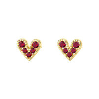 wholesale S925 Sterling Silver Women's Heart Earrings With Colorful Zircon,。-E4246-Red Zirconium 925 Silver