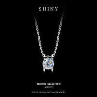 Sterling Silver Balance Beam Pendant Necklace with Pearl and Moissanite-S925 sterling silver + 1 carat moissanite