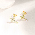 wholesale 10K Gold Japanese-style lightweight luxury and elegant Moissanite cross earrings, versatile for daily wear-0-1