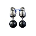 wholesale Metal S925 silver gold-plated with precision-set 10mm black agate pearl earrings, European and American fashion minimalist style-0-4