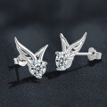 Sterling Silver Moissanite Dual-Wing Stud Earrings-0-0