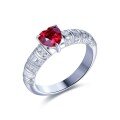 wholesale S925 Silver Gold-Plated 6*6mm Pigeon Blood Red Heart-Shaped Ring, Vintage Palace Style Luxury Design-0-4