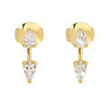 18K Gold Plated Moissanite Customizable Stackable Ear Climber Earrings-0-3