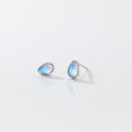 wholesale S925 Sterling Silver Korean Style Iridescent Synthetic Glass Stud Earrings, Simple and Elegant Women's Earrings M02693/M02726-0-2
