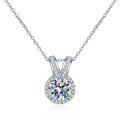 wholesale 925 Sterling Silver 6-Prong 1-Carat Moissanite Necklace for Women with Bunny Ear Pendant, Zodiac Year Collarbone Chain, Korean-Style Fashion-0-4