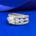 wholesale S925 Silver Moojing Jewelry New 6*6mm Princess-Cut Simulated Diamond Ring-0-1