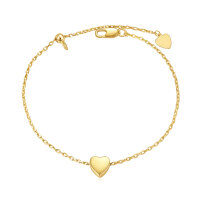 wholesale S925 sterling silver minimalist Korean-style heart-shaped adjustable bracelet for women, gold-plated heart charm gift, factory stock-Gold Bracelet>925 Silver