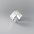 wholesale S925 Sterling Silver Textured Smooth Wide Band Ring with Letter Design Twist Open Finger Ring R00625-0-5