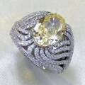 wholesale S925 Silver New 8*12mm Egg-Shaped Yellow Diamond Ice-Cut High-Carbon Diamond Ring, Small Batch Design-0-1