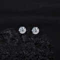 Sterling Silver Moissanite Six-Prong Ear Stud Earrings, Cross-Border Hot Style-0-1