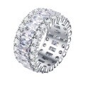 wholesale High-end Jewelry, Sterling Silver, Simulated Diamond Zircon Fire Gemstone Ring for Women, Elegant Micro-Paved Zircon Band-0-4