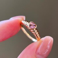 wholesale S925 Sterling Silver Overall Red Elk Cross-Border Fashion Personalized Ring French Light Luxury Women's Daily Minimalist Ring-BZ0144-Gold-Pink Diamond US Size 8