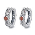 wholesale S925 sterling silver retro-patterned ear clips adorned with inlaid southern red agate, exuding an elegant Chinese-style charm for women-0-4