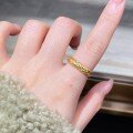 wholesale 925 Sterling Silver Ring Wheat Ear Handmade Wire Drawing Ring for Women, Little Red Book Popular Style, Minimalist and Versatile, Plated with 18K Gold-0-3
