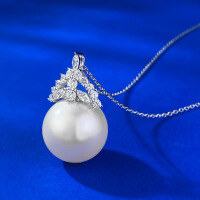 wholesale S925 Silver Metal 16mm Pearl Necklace Pendant Women's Light Luxury Daily Fashion Style Wholesale-N354 Pearl Necklace [with chain]  925 Silver