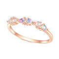 wholesale [Rose gold] S925 sterling silver set with natural opal ring stack ring, lightweight luxury fashion elegant simple style-0-4