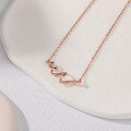 wholesale S925 Sterling Silver Necklace for Women, Light Luxury, Niche, Minimalist, Ripple Design, Heartbeat-Inspired, Stylish, Collarbone Chain-0-3