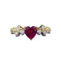 wholesale 925 Silver Gold-Tone 6*6 Heart-Shaped Pigeon Blood Red Diamond Ring for Women, Versatile for Daily Wear, Cross-Border Xiaohongshu-0-4