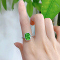 wholesale Sterling silver, new Zhu Zhifan natural green spirit high-carbon diamond ring hand-set 8*10 minimalist women's ring-0-3