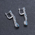 wholesale S925 Silver Natural Gemstone Topaz Stud Earrings, Fashionable and Luxurious French Back Earrings-0-2