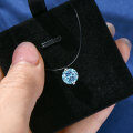 S925 Silver 2-Carat Blue Diamond Mermaid's Tear Sapphire Pendant Necklace-0-0
