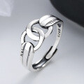 wholesale S925 Sterling Silver Geometric Twist Letter Ring Trendy Hong Kong Style Street Fashion Unisex Index Finger Ring-0-0