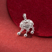 wholesale 999 Silver Chinese Style Fu Character Filigree Longevity Pendant with Auspicious Clouds Live Streaming Internet Celebrity Hot Model Y00560-Pure Silver 999 Single Pendant with Chinese Character "Fu" (Fu) 