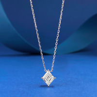 wholesale S925 Silver New 1-Carat Rhombus Necklace for Women with High-Carbon Diamond Stackable Collarbone Chain-N096 White Gold 925 Silver