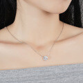 Sterling Silver Moissanite Pendant Necklace, Women's Fashion Round Luxury Bezel Setting-0-2