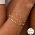 wholesale S925 Sterling Silver Double Layer Adjustable Everyday Basic Chain Bracelet for Women-0-2