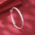 wholesale 9999 Pure Silver Solid Sterling Silver Bamboo Joint Bangle for Women, Bamboo Symbolizing Peace Gift for Mother's Day-0-1