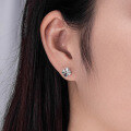 wholesale 999 Sterling Silver Four-Leaf Clover Ear Studs for Women, Summer New Arrival High-End Ear Piercing Earrings, Unique and Elegant-0-3