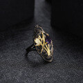 wholesale 925 Silver Designer Retro Adjustable Ring Italian Craftsmanship High-End Natural Amethyst Ring-0-1